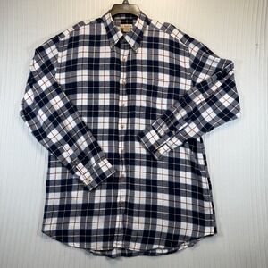 Fox Fire Flannel Shirt Mens XT‎ Blue White Plaid Long Sleeve Button Down Pocket